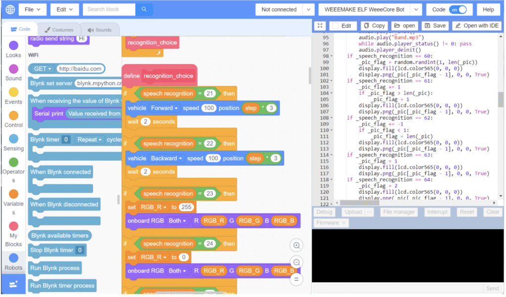 Weeecode : Scartch to Arduino
