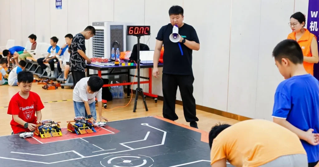 Children compete robot